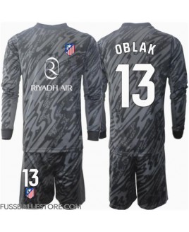 Günstige Atletico Madrid Jan Oblak #13 Torwart Heimtrikotsatz Kinder 2024-25 Langarm (+ Kurze Hosen)